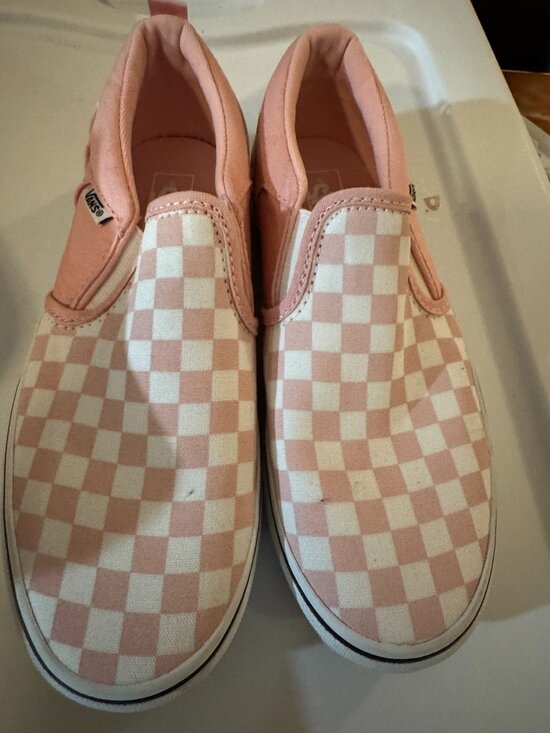Vans Other - Vans Girls' Missy Pink/White Checkerboard Pattern Slip-Ons, Girls' 4, Never Worn